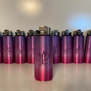 5 Custom Pot Leaf Sleeve with Lighter: MP-S2 (Maroon Purple Finish)